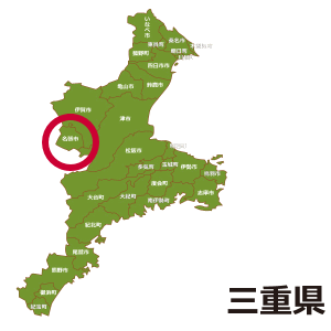 名張市の位置を示す三重県地図