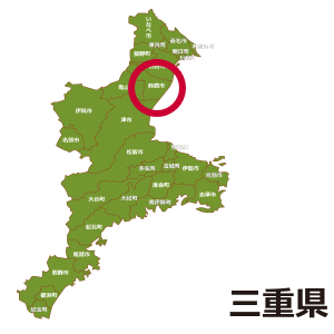鈴鹿市の位置を示す三重県地図