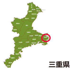 鳥羽市の位置を示す三重県地図