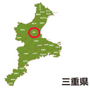 津市の位置を示す三重県地図